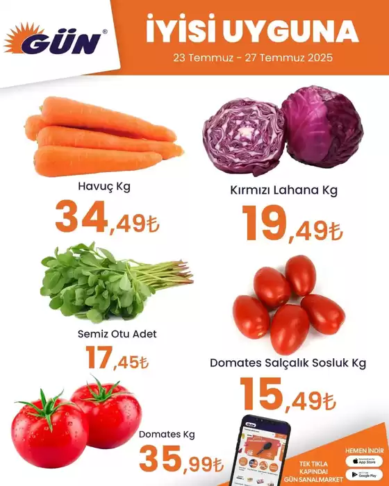Gün Süpermarket kataloğu, Altınordu | Seçili ürünlerde harika indirimler | 2025-07-23T00:00:00.000Z - 2025-07-27T00:00:00.000Z