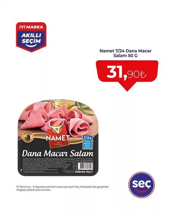 Seç Market kataloğu | Güncel özel kampanyalar | 2025-07-31T00:00:00.000Z - 2025-08-06T00:00:00.000Z