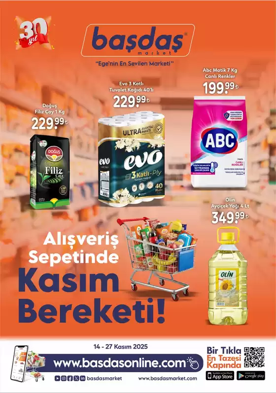 Başdaş Market kataloğu, Samsun | 14-27 Kasım Alışveriş Sepetinde Kasım Bereketi! | 2025-11-14T00:00:00.000Z - 2025-11-27T00:00:00.000Z