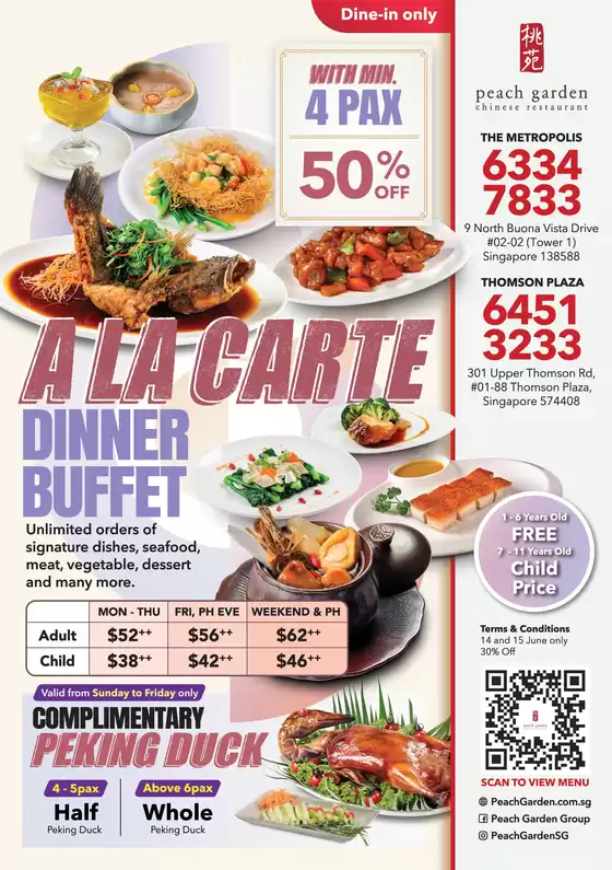 Peach Garden catalogue | 50% A La Carte Dinner Buffet | 2025-09-05T00:00:00.000Z - 2025-09-19T00:00:00.000Z