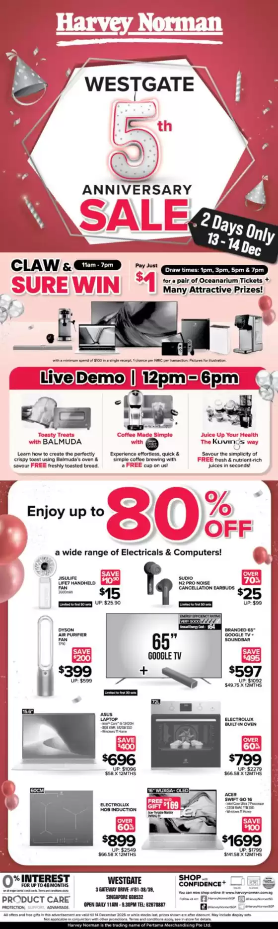 Harvey Norman catalogue | Straits Times 13 December Westgate 5th Anniversary Sale | 2025-12-13T00:00:00.000Z - 2025-12-14T00:00:00.000Z
