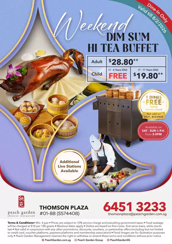 Peach Garden catalogue in Singapore | Weekend High Tea Buffet (Thomson Plaza) | 2025-12-27T00:00:00.000Z - 2026-02-08T00:00:00.000Z