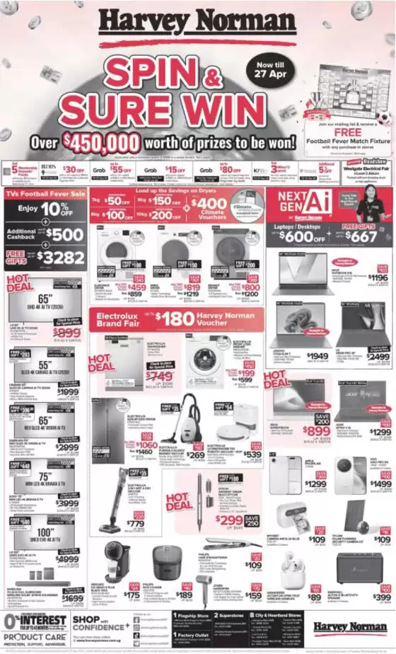 Harvey Norman catalogue | Straits Times 18 April Spin & Sure Win | 2026-04-18T00:00:00.000Z - 2026-04-27T00:00:00.000Z
