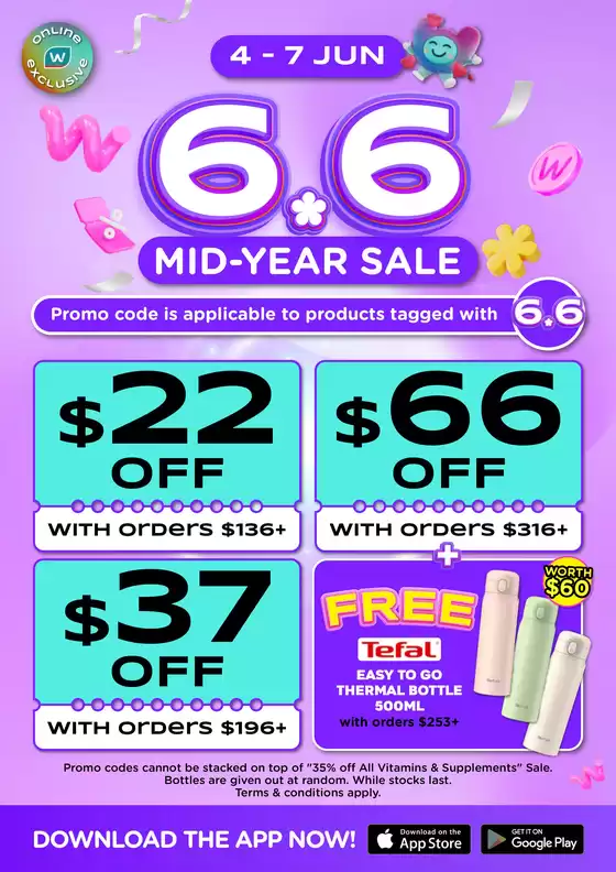 Watsons catalogue in Singapore | 6.6 Online Birthday Sale | Watsons Singapore | 2026-06-04T00:00:00.000Z - 2026-06-07T00:00:00.000Z