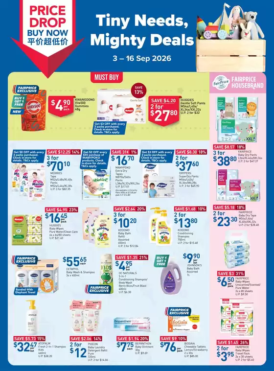 FairPrice catalogue | Tiny Needs Mighty Deals | 2026-09-03T00:00:00.000Z - 2026-09-16T00:00:00.000Z